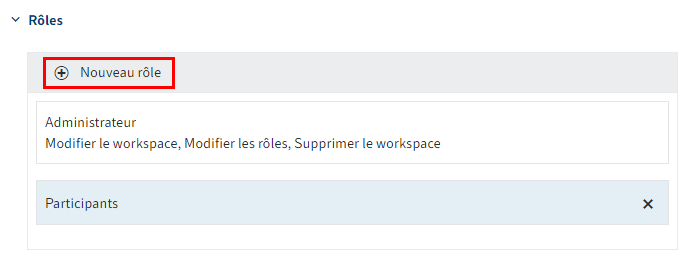 Bouton 'Nouveau rôle'
