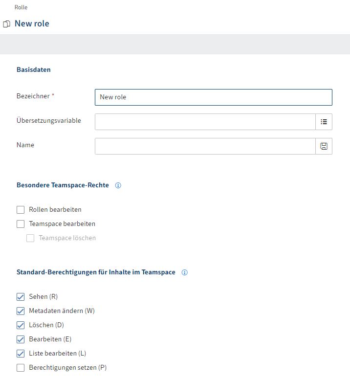 Dialog 'Neue Rolle'