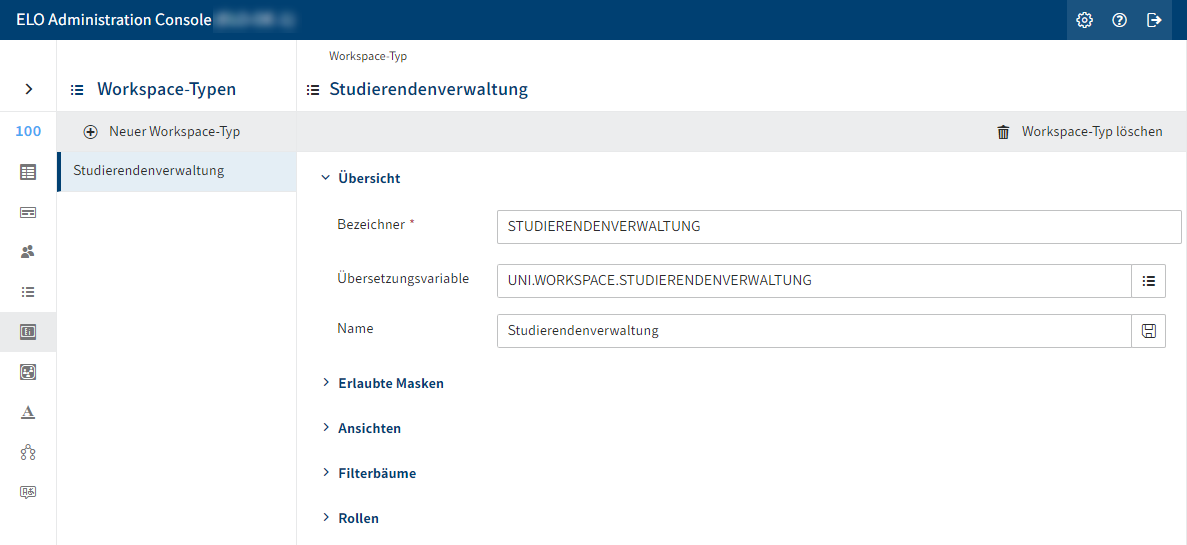 Dialog 'Workspace-Typ'