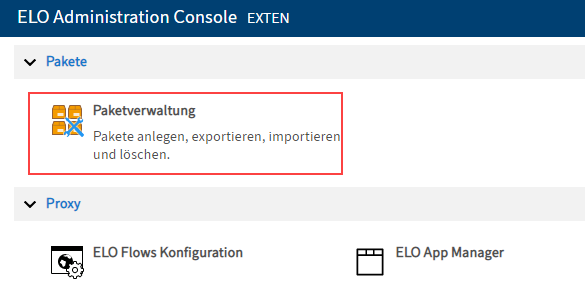 Button 'Paketverwaltung'