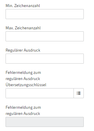 Eigenschaften der Feldtypen 'Text allgemein', 'E-Mail-Adresse', 'URL'