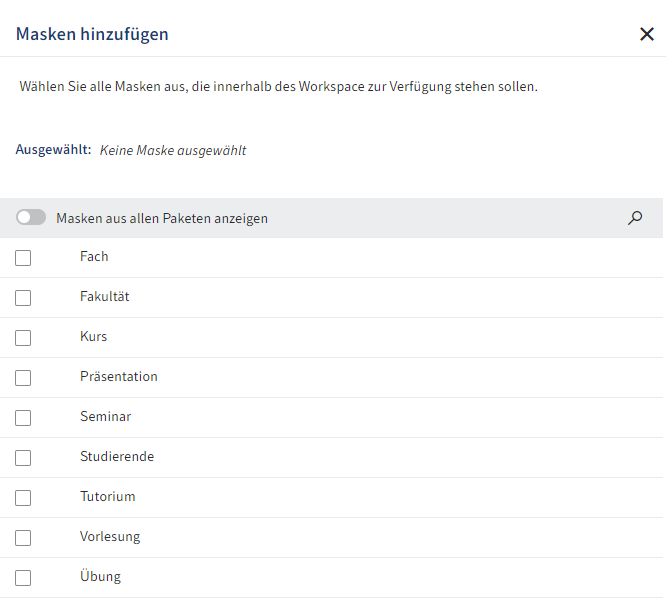 Dialog 'Masken hinzufügen'