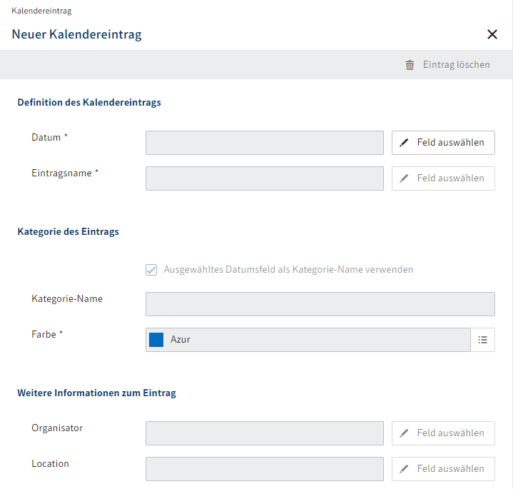 Bereich 'Kalendereintrag' in der Kalenderansicht