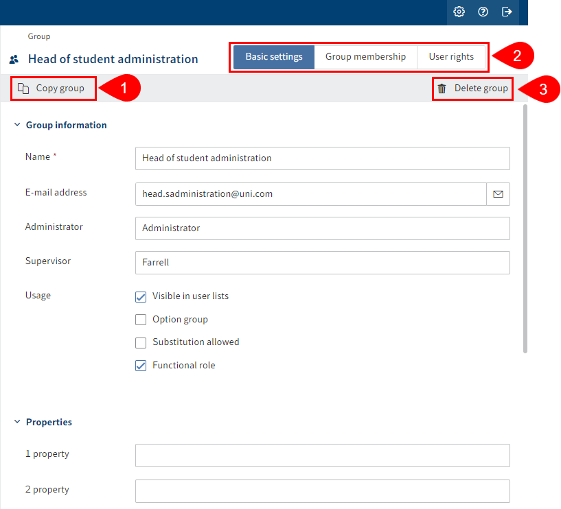 'Group' detailed view in an ELO Administration Console package