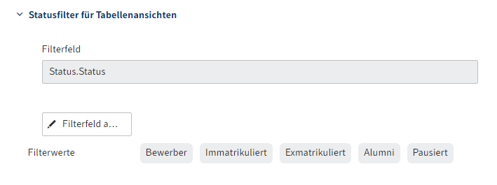 Bereich 'Statusfilter' im Dialog 'Filterbaum'