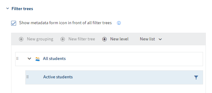 Filter tree with level