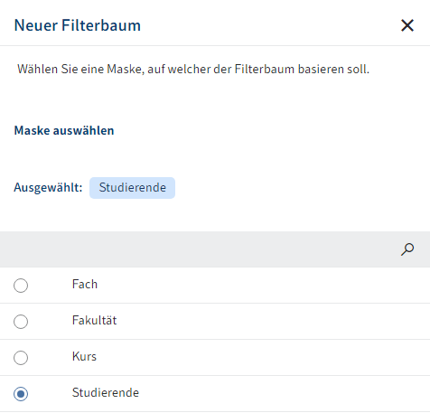 Dialog 'Neuer Filterbaum'