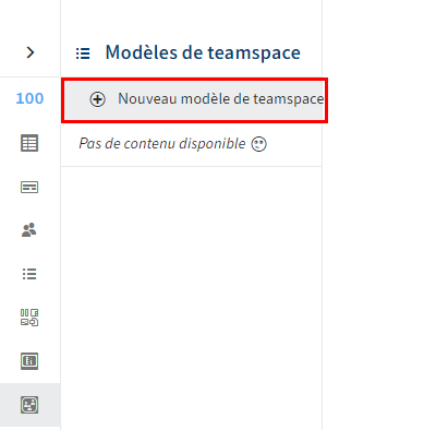 Bouton 'Nouveau modèle de teamspace'