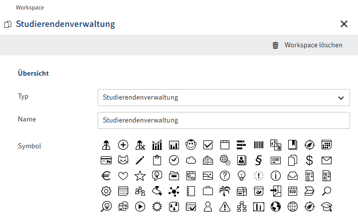 Dialog 'Neuer Workspace'