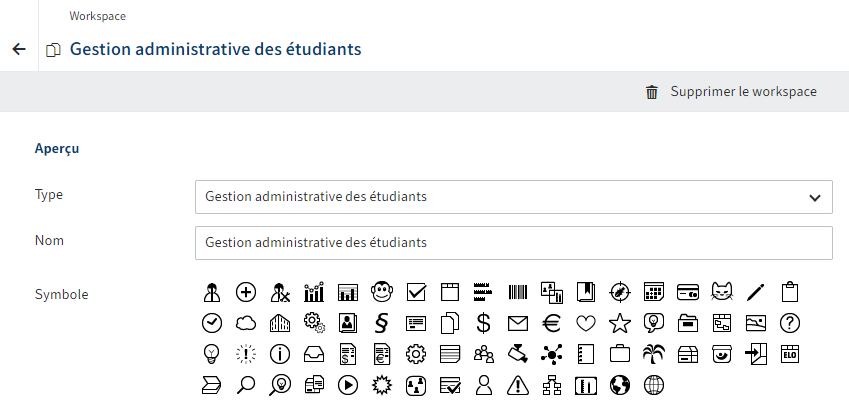 Dialogue 'Nouveau workspace'