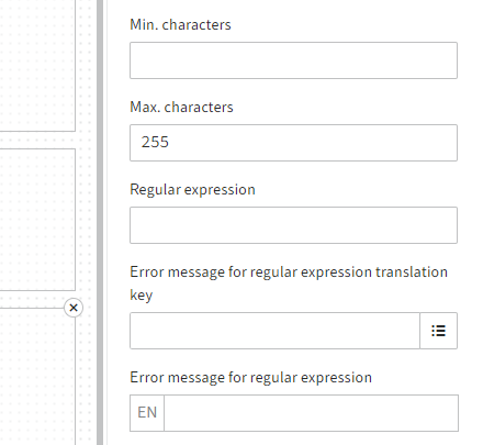 Properties of field types with the 'Text' data type