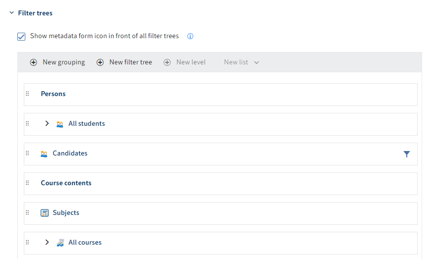 Example: People and Course contents groups