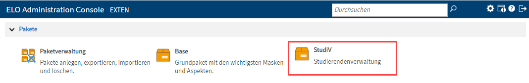 Pakete in der ELO Administration Console