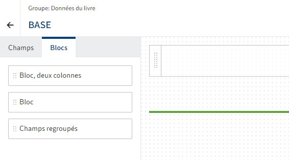 Créateur de formulaires, onglet 'Blocs'