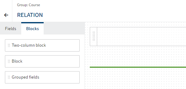 Form designer; 'Blocks' tab