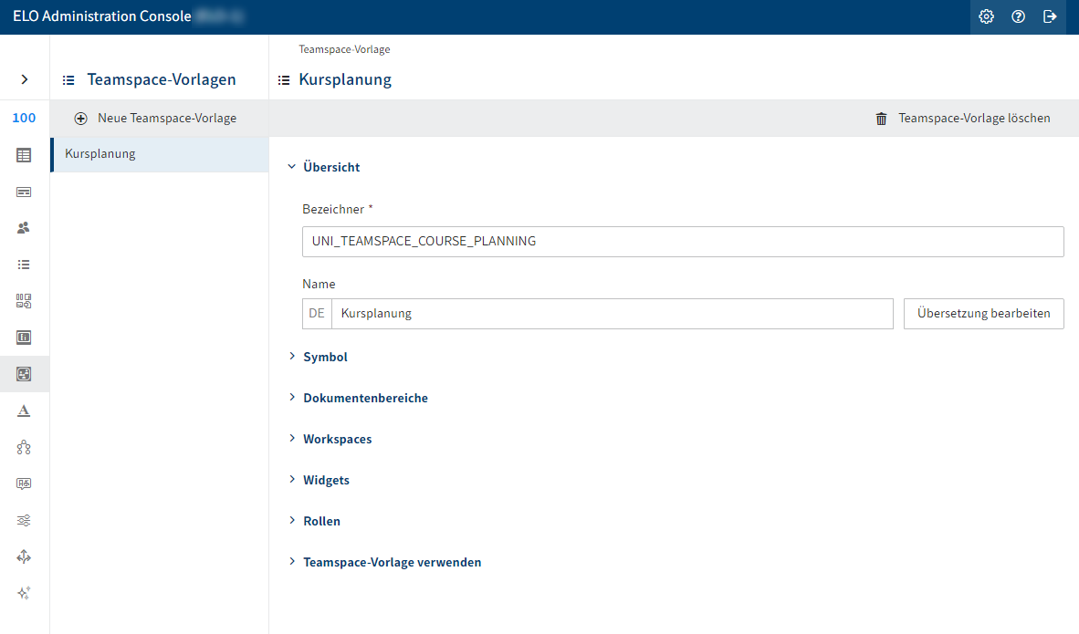 Dialog 'Teamspace-Vorlage'