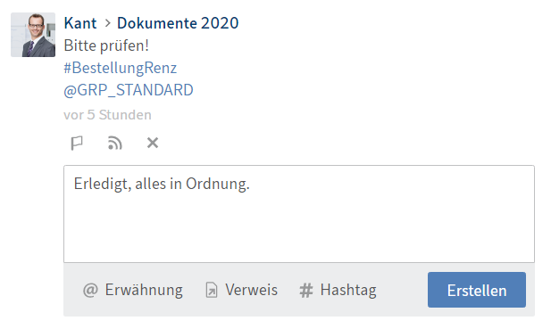 Kommentar im Feed