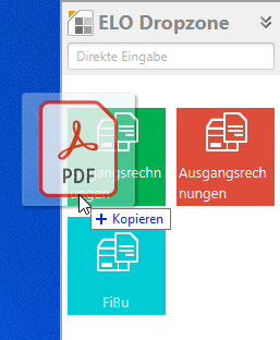 Dokument per Drag-and-drop auf Kachel ablegen