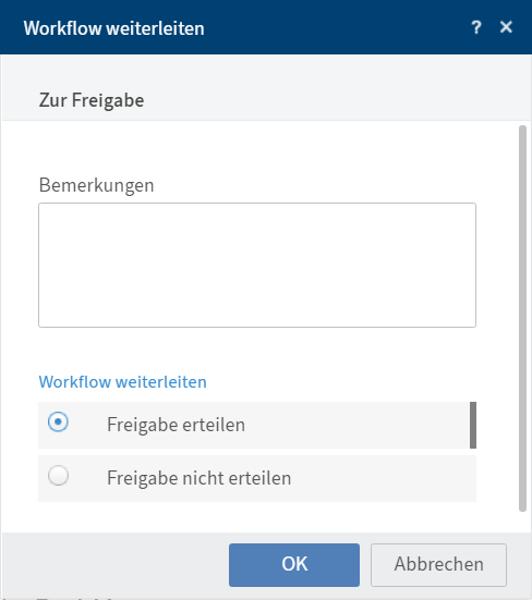 Dialog 'Workflow weiterleiten'