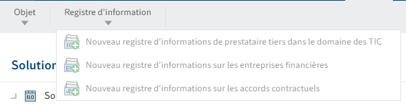 Client Web ELO; ruban; actions dans le groupe de fonctions 'Registre des informations'