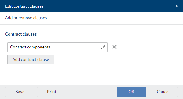 'Edit contract clauses' dialog box