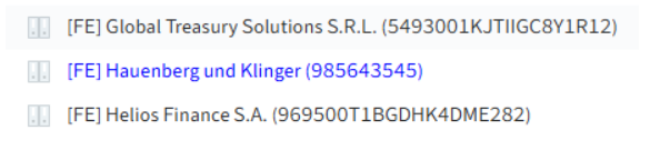 Entry in the ELO repository with blue font color