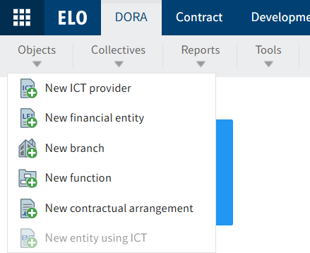 ELO Web Client; ribbon; functions in the 'Objects' function group