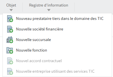 Client Web ELO; ruban; fonctions dans le groupe de fonctions 'Objets'