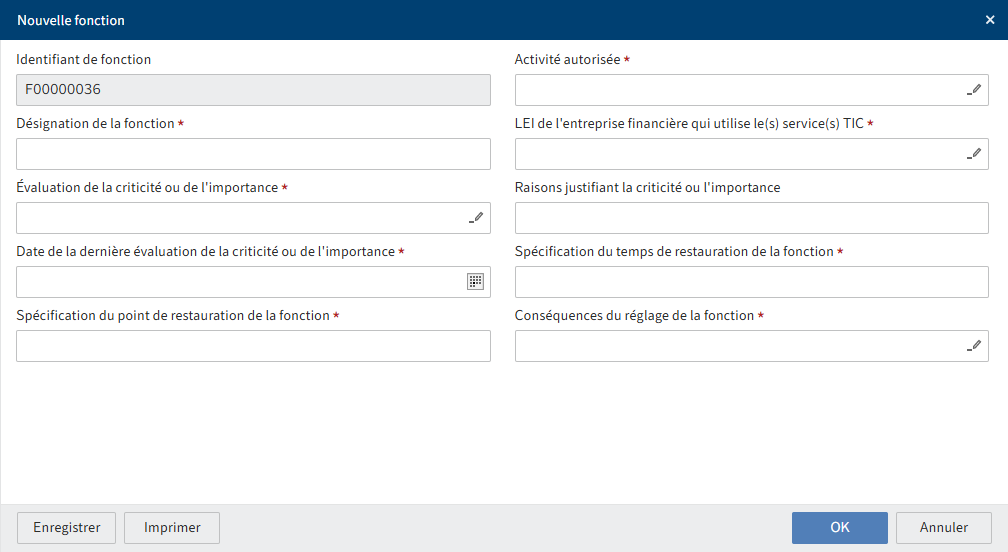Dialogue 'Nouvelle fonction'
