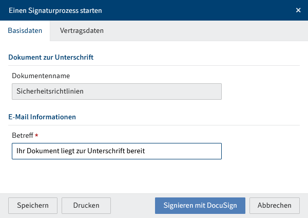 Dialog 'Einen Signaturprozess starten'