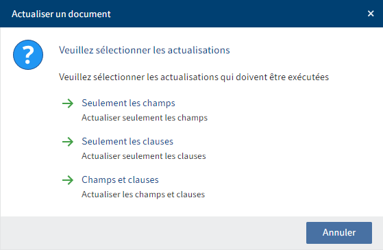 Dialogue 'Actualiser le document'