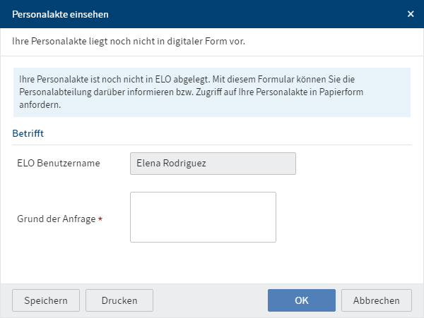 Dialog 'Personalakte einsehen'