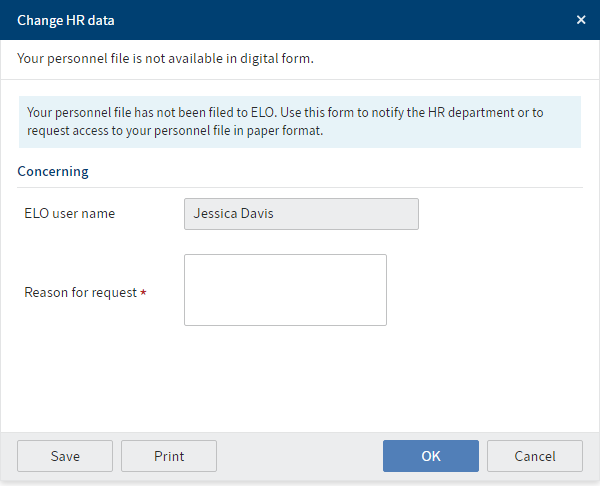 'Change HR data' dialog box