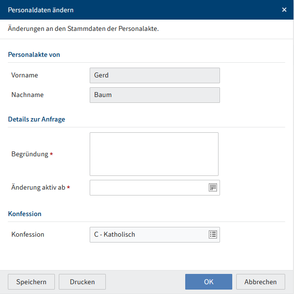 Dialog 'Personaldaten ändern'