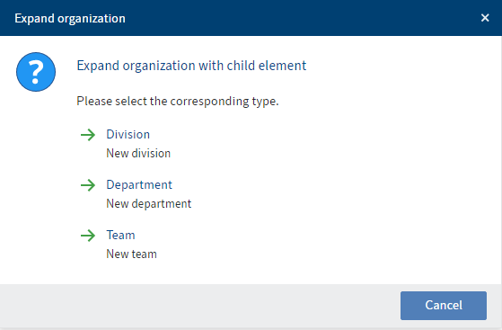 'Expand organization' dialog box