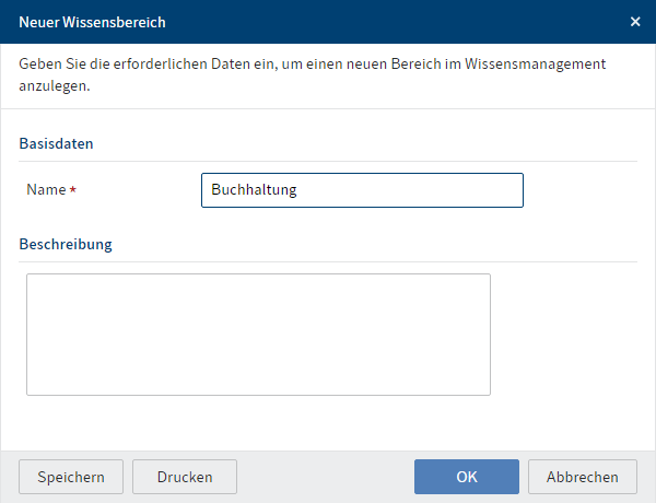 Dialog 'Neuer Wissensbereich'