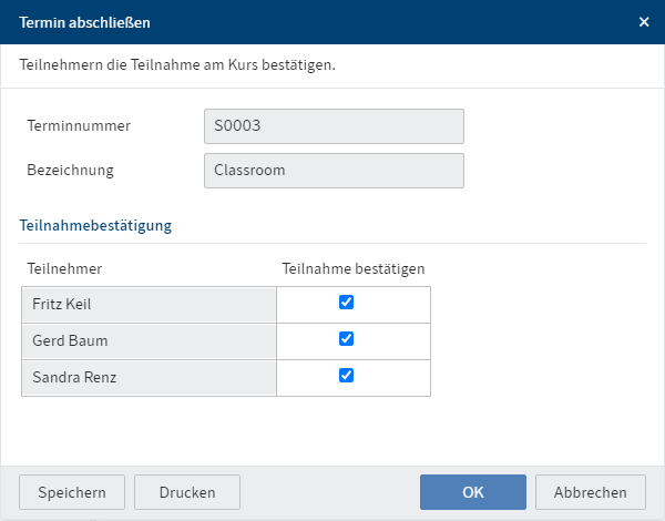 Dialog 'Termin abschließen'