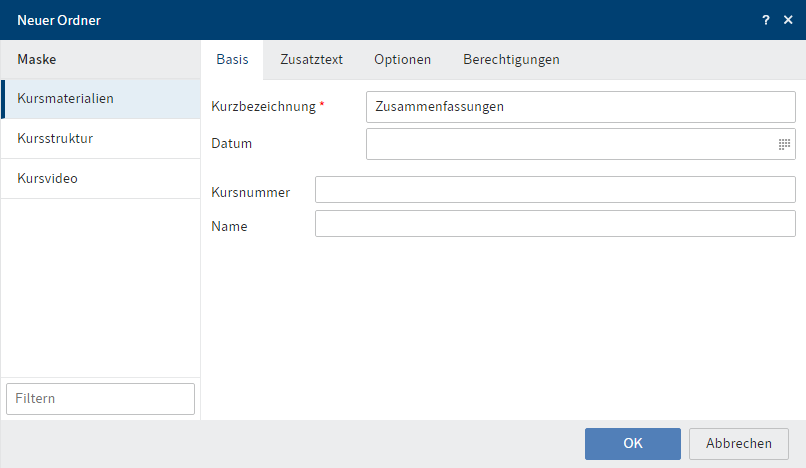 Dialog 'Neuer Ordner'