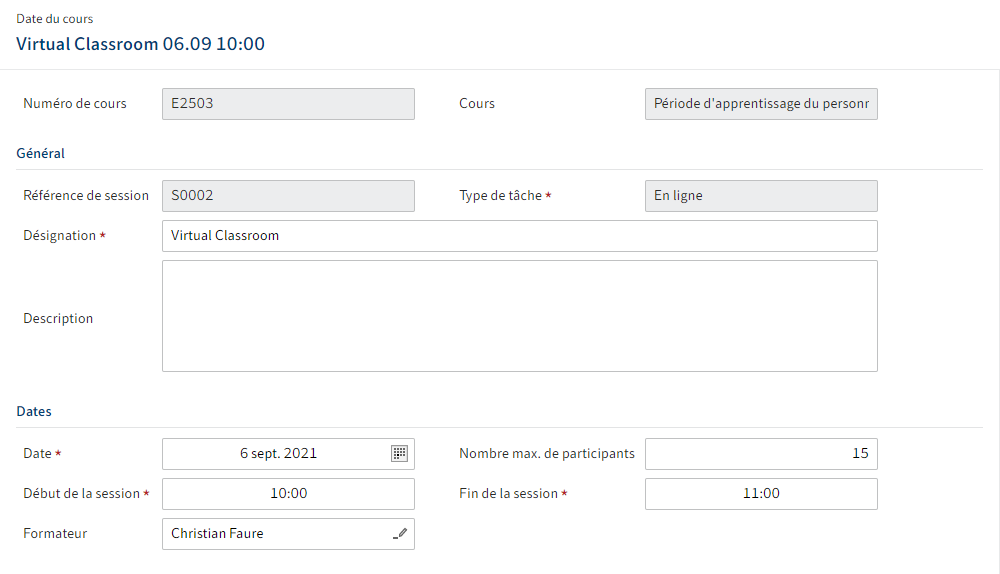 Trainer eines Termins