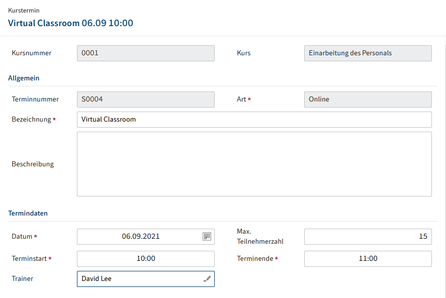 Trainer eines Termins
