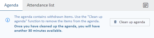 'Clean up agenda' button