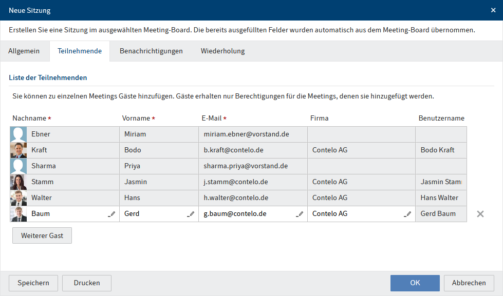 Dialog 'Neue Sitzung', Tab 'Teilnehmende'