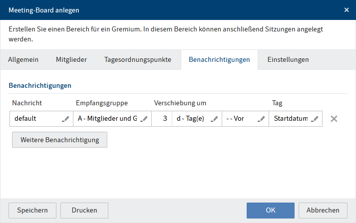 Dialog 'Meeting-Board anlegen', Tab 'Benachrichtigungen'