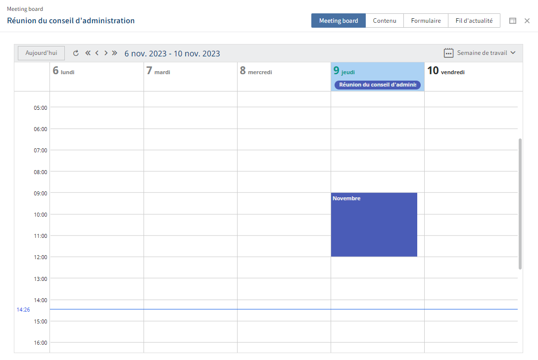 Calendrier du meeting board