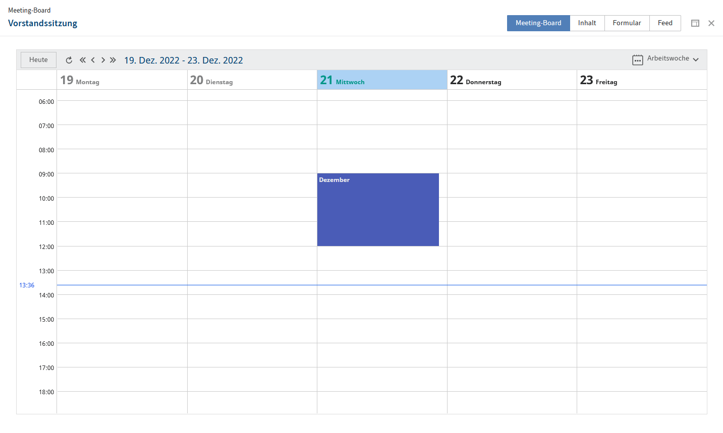 Kalender des Meeting-Boards