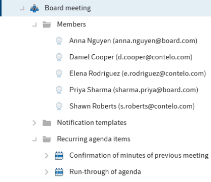 Meeting board contents in the repository