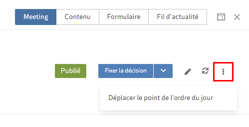 Bouton 'Déplacer le point de l'ordre du jour'