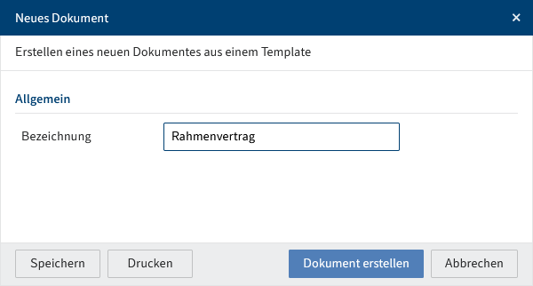 Dialog 'Neues Dokument'