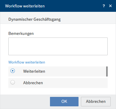 Dialog 'Workflow weiterleiten'