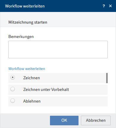 Dialog 'Workflow weiterleiten'